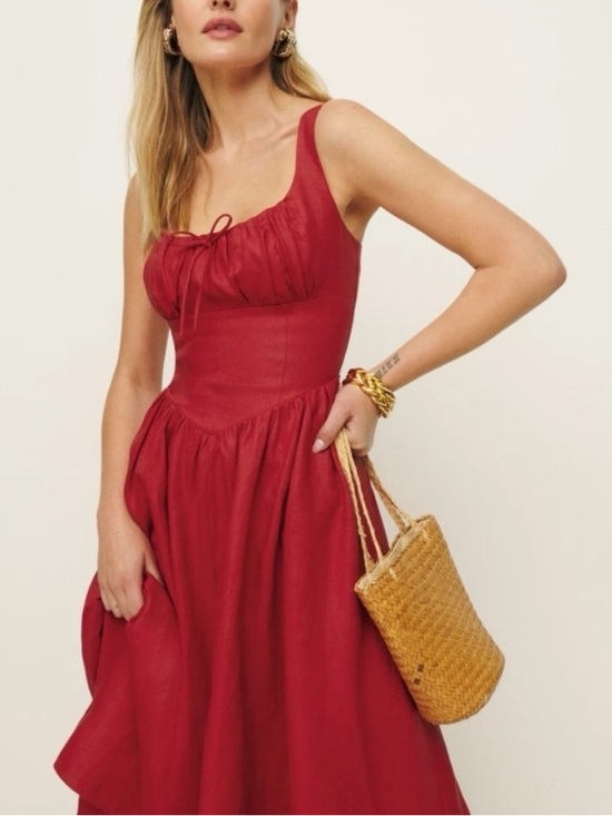 Reformation Dresses & Skirts - Balia Linen Dress Reformation in Sundried Tomato